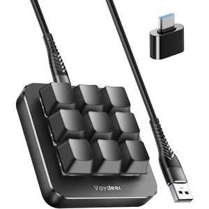 image:imageVaydeer OneHanded Mechanical Keyboard Support NKRO Hotkeys OneClick Start9 Fully Programmable Keys with Floating Window and Macro Multifunctional Keypad for iOSWindows Gift Idea for HimHerBlack