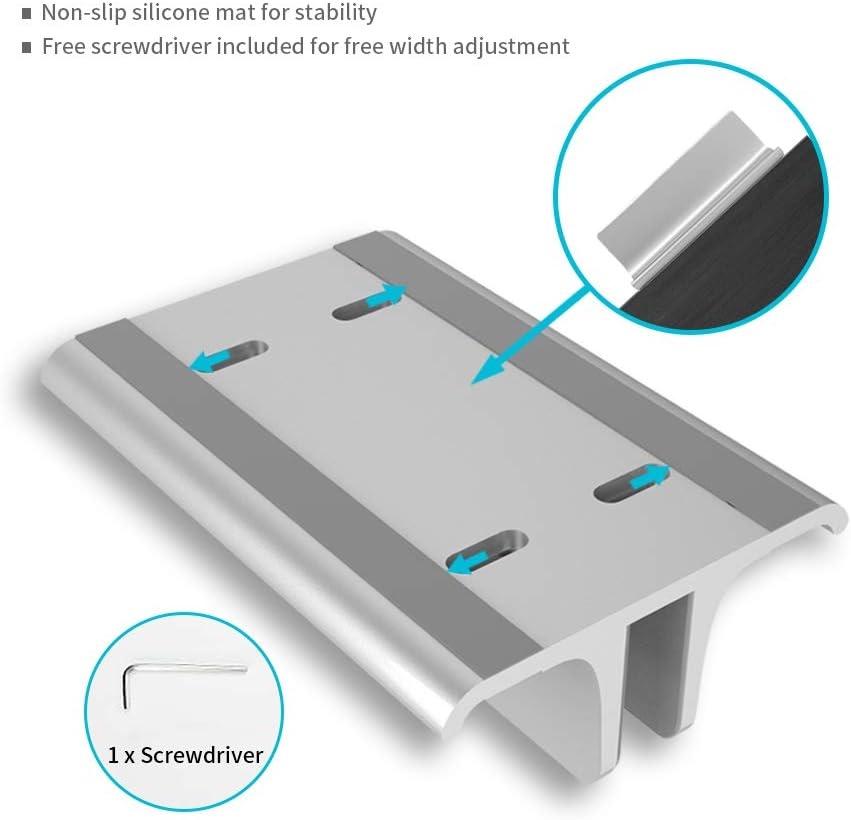 image:imageVaydeer 3in1 Aluminum Laptop Stand Vertical Laptop Stand Holder for Desk with Adjustable Dock SpaceSaving Organizer for All MacBook Surface Samsung HP Dell up to 173 inchSilver