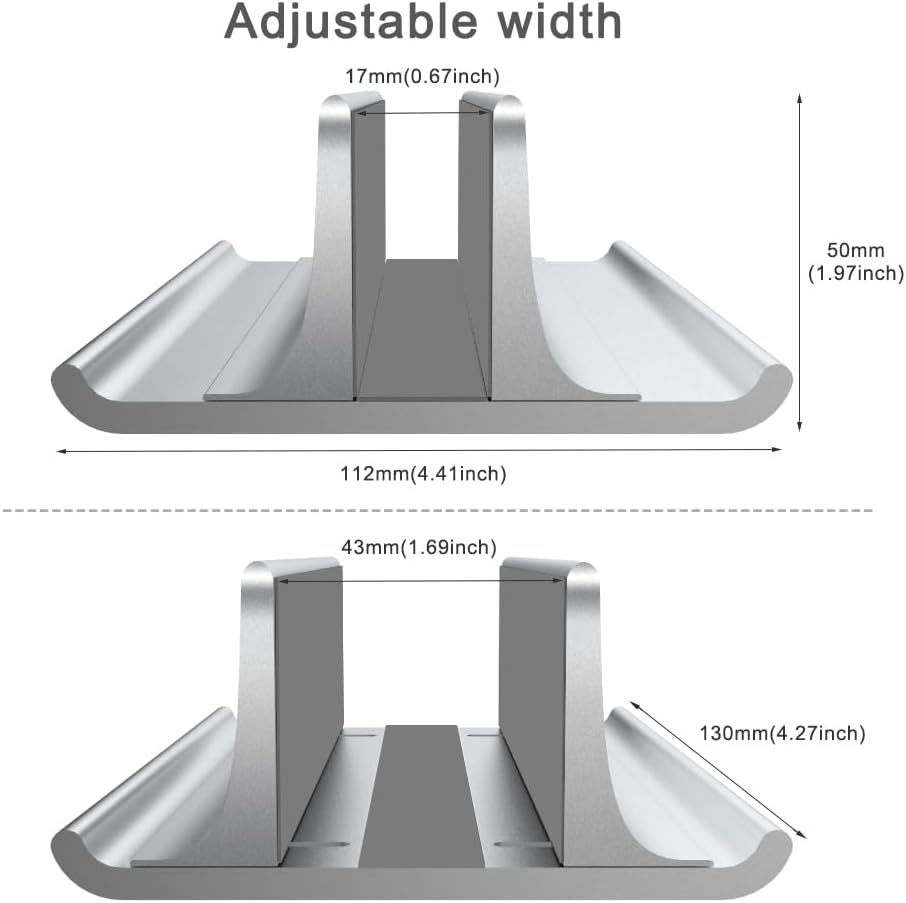 image:imageVaydeer 3in1 Aluminum Laptop Stand Vertical Laptop Stand Holder for Desk with Adjustable Dock SpaceSaving Organizer for All MacBook Surface Samsung HP Dell up to 173 inchSilver