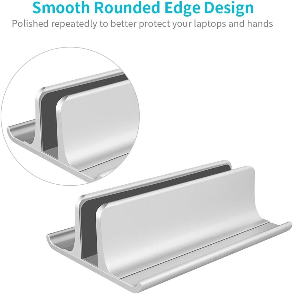 image:imageVaydeer 3in1 Aluminum Laptop Stand Vertical Laptop Stand Holder for Desk with Adjustable Dock SpaceSaving Organizer for All MacBook Surface Samsung HP Dell up to 173 inchSilver