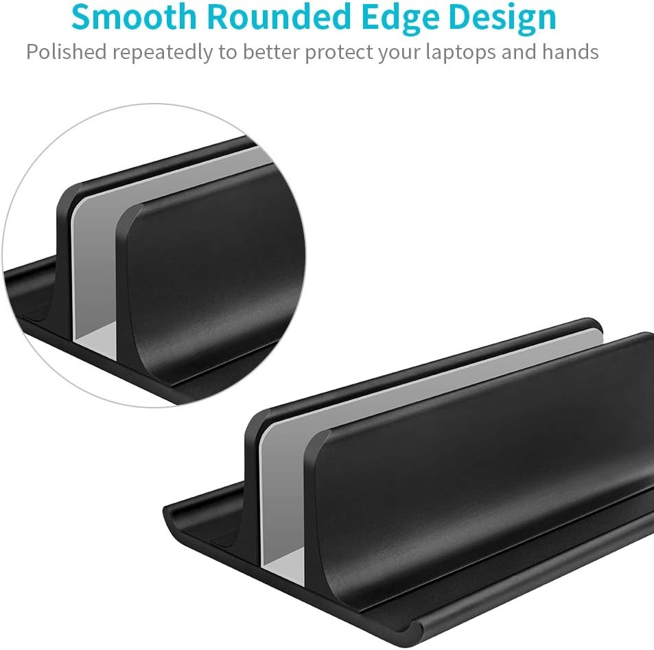 image:imageVaydeer 3in1 Aluminum Laptop Stand Vertical Laptop Stand Holder for Desk with Adjustable Dock SpaceSaving Organizer for All MacBook Surface Samsung HP Dell up to 173 inchBlack
