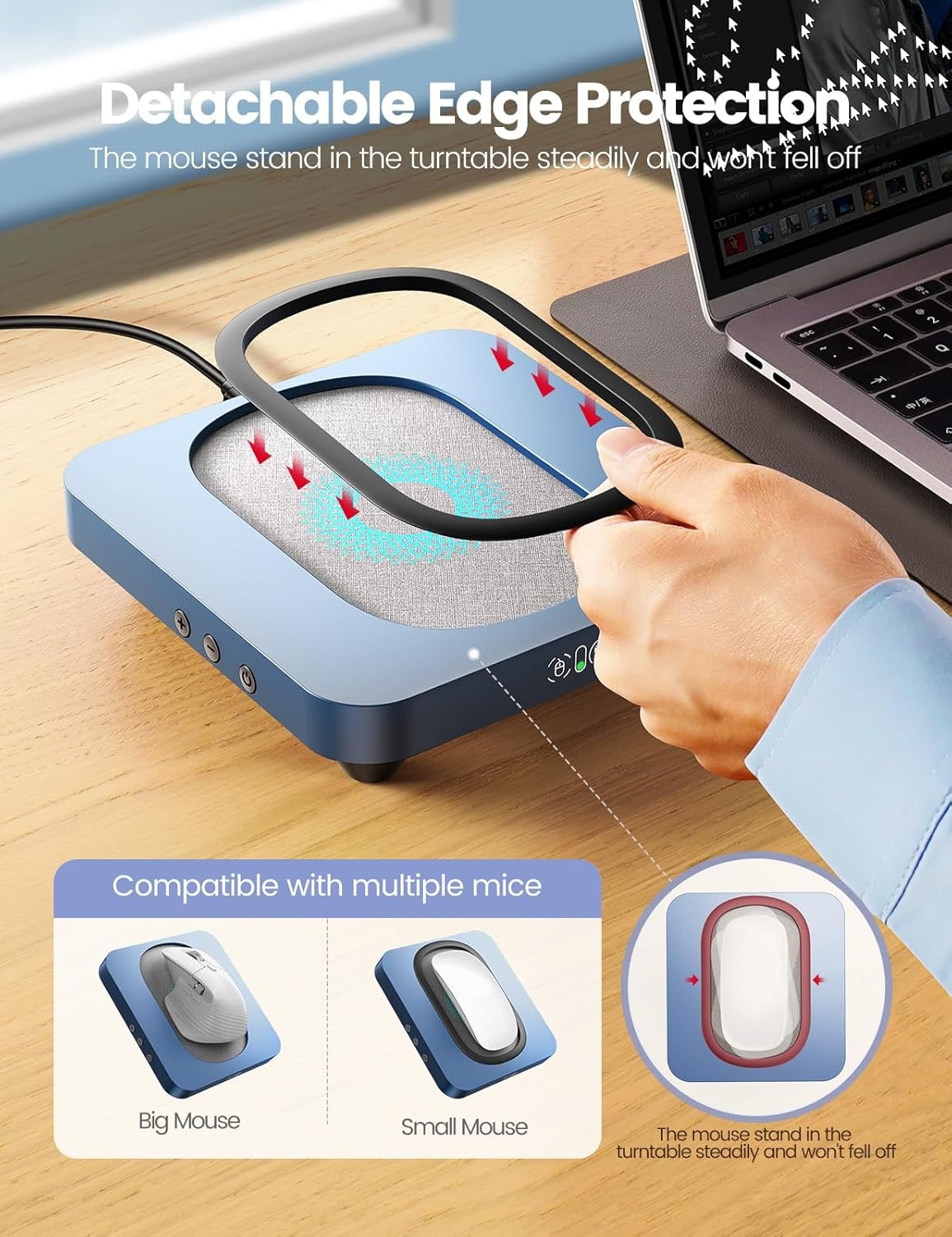 image:imageVaydeer Enlarged Turntable Mouse Mover Max 3 Mouse Jiggler with Adjustable Intervals UserFriendly Buttons and LED Display Mouse Shaker Wiggler to Keep Your PC AwakeCoil