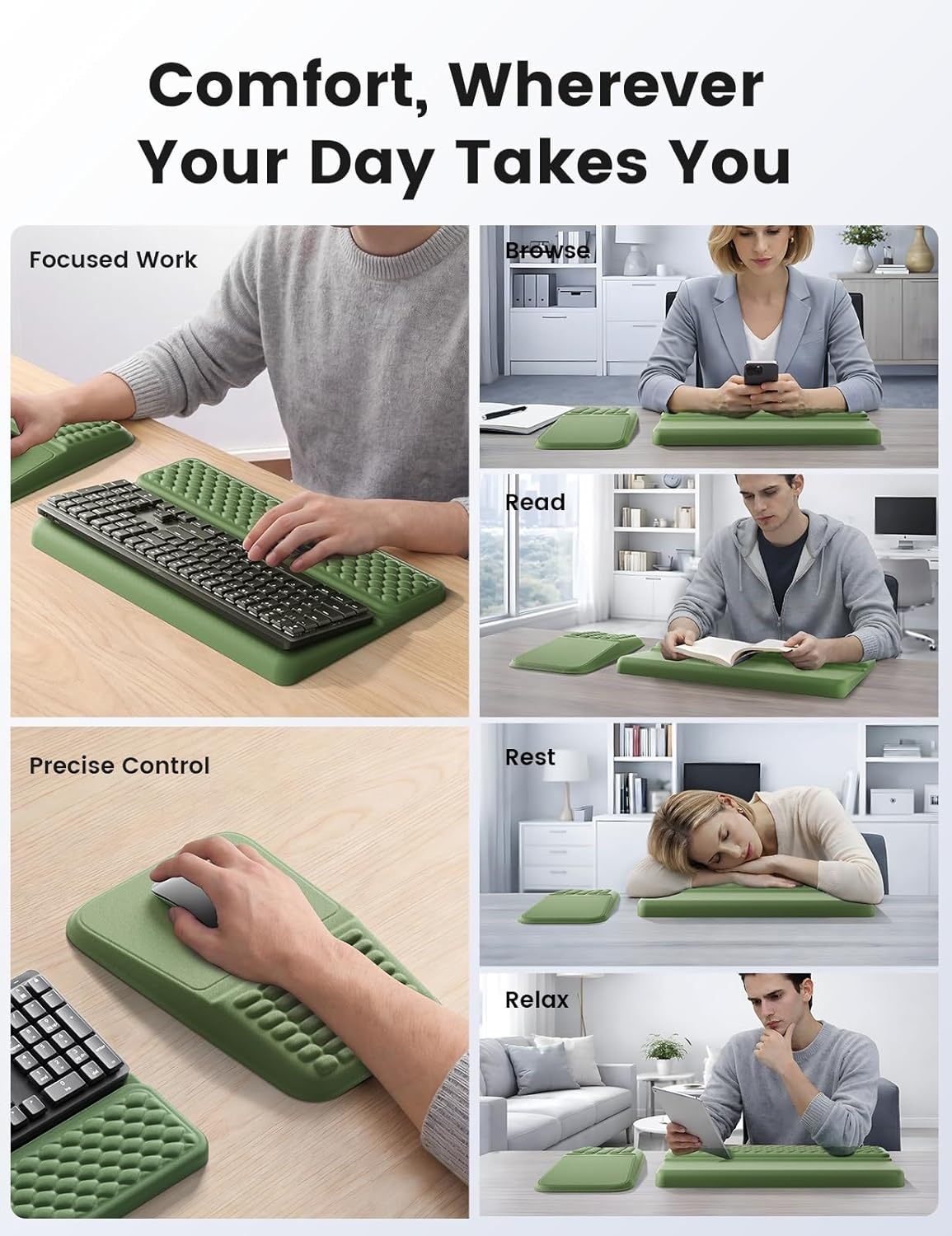 image:imageVaydeer Keyboard Stand and Mouse Pad Set with Wrist Rest Soft Memory Foam Wrist Support Ergonomic Wrist Cushion for Desk Relieves Carpal Tunnel Pain Palm Hand Typing for Office Home GamingGray