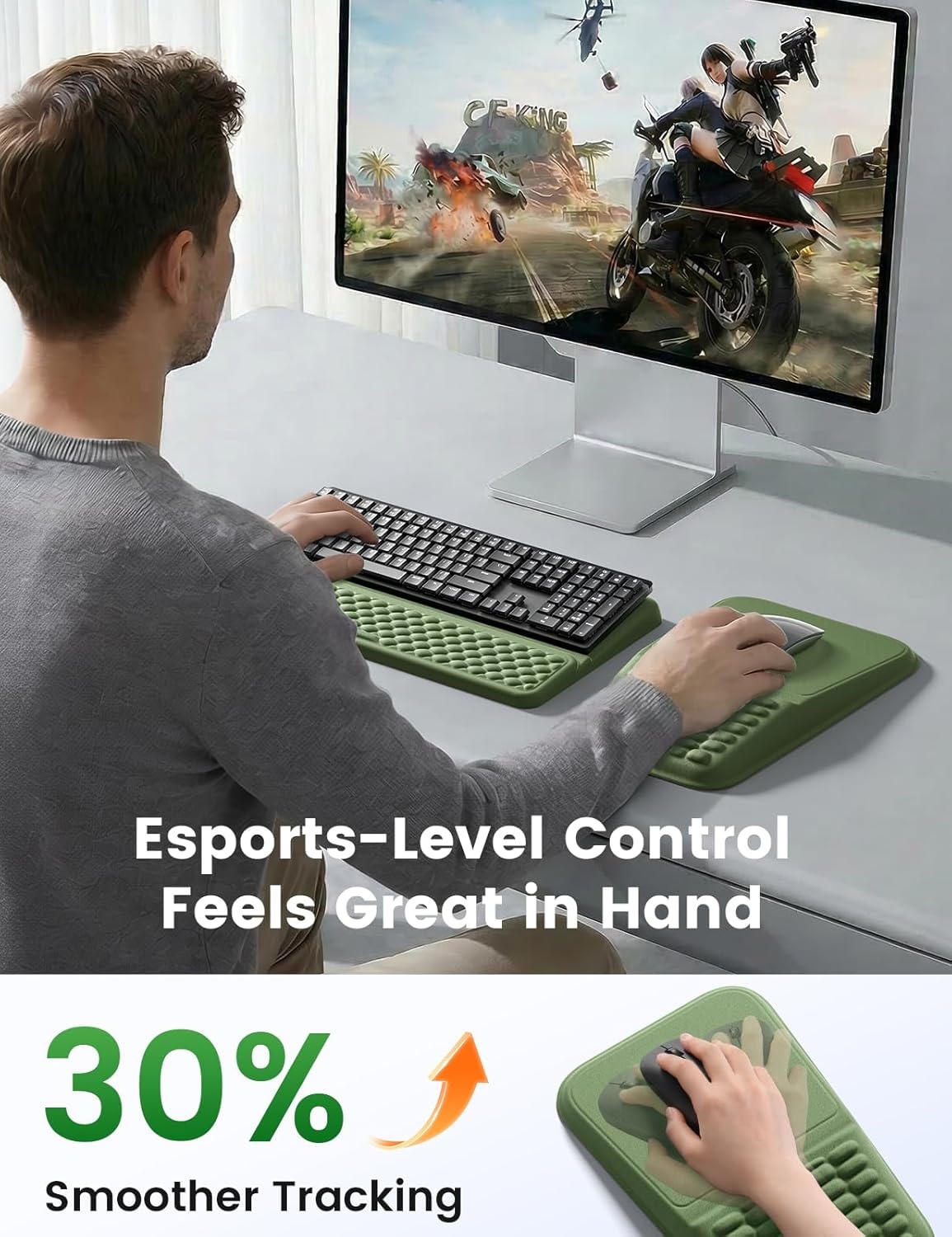 image:imageVaydeer Keyboard Stand and Mouse Pad Set with Wrist Rest Soft Memory Foam Wrist Support Ergonomic Wrist Cushion for Desk Relieves Carpal Tunnel Pain Palm Hand Typing for Office Home GamingGray