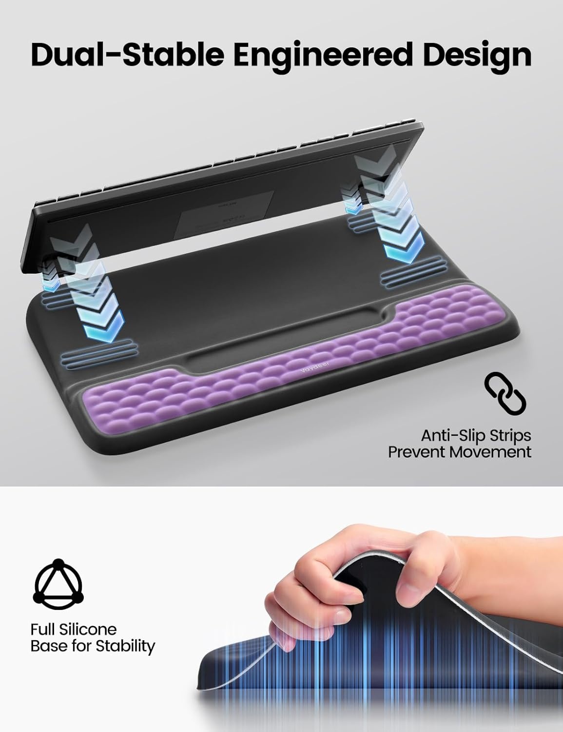 image:imageVaydeer Keyboard Stand and Mouse Pad Set with Wrist Rest Soft Memory Foam Wrist Support Ergonomic Wrist Cushion for Desk Relieves Carpal Tunnel Pain Palm Hand Typing for Office Home GamingRed and Black