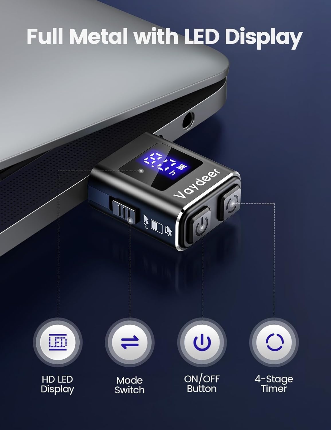 image:imageVaydeer Metal Mini Mouse Jiggler T5s Mouse Mover with Timer LED Countdown Undetectable 3Button Control for Office Remote Work Online MeetingsShaker Wiggler to Boost Your Productivity BlackBlack
