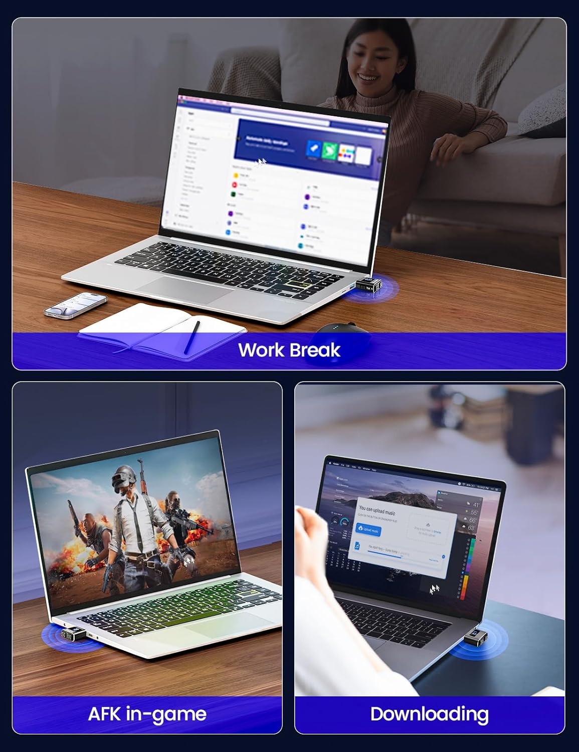 image:imageVaydeer Metal Mini Mouse Jiggler T5s Mouse Mover with Timer LED Countdown Undetectable 3Button Control for Office Remote Work Online MeetingsShaker Wiggler to Boost Your Productivity BlackBlack