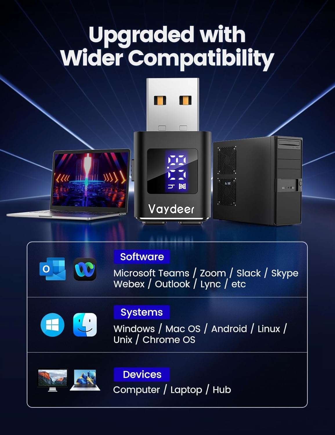 image:imageVaydeer Metal Mini Mouse Jiggler T5s Mouse Mover with Timer LED Countdown Undetectable 3Button Control for Office Remote Work Online MeetingsShaker Wiggler to Boost Your Productivity BlackBlack