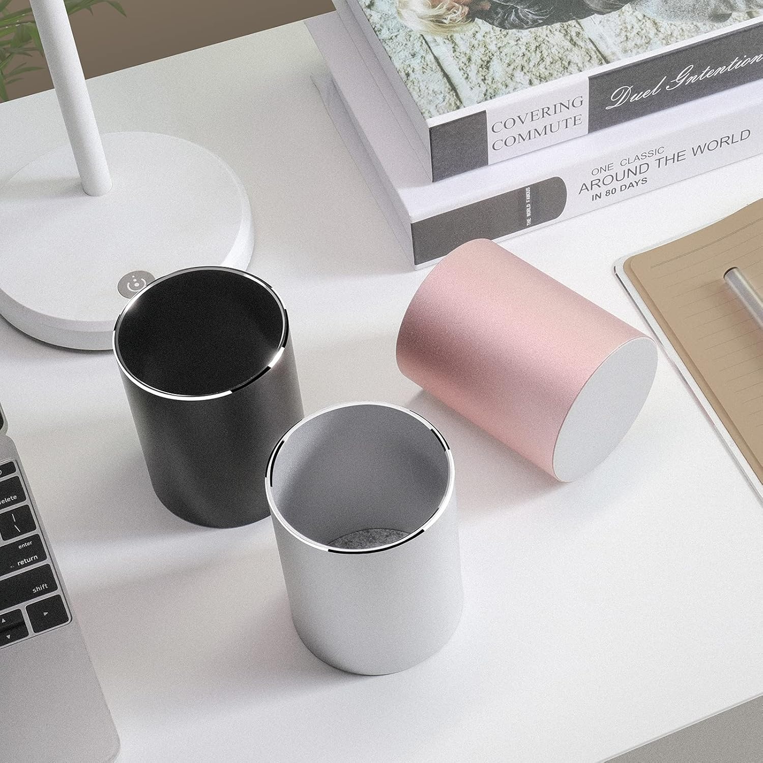 image:imageVaydeer Metal Pen Holder Aluminum Pencil Holder for desk Round Desktop Organizer and Black Pencil Cup for Office School Home and Stationary Supplies 315 x 315 x 394 InchesSilver