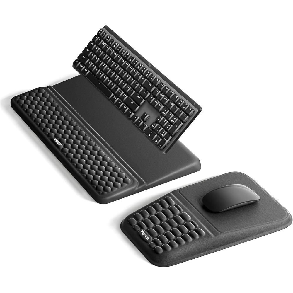 image:imageVaydeer Keyboard Stand and Mouse Pad Set with Wrist Rest Soft Memory Foam Wrist Support Ergonomic Wrist Cushion for Desk Relieves Carpal Tunnel Pain Palm Hand Typing for Office Home GamingBlack
