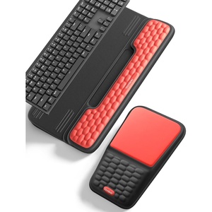 image:imageVaydeer Keyboard Stand and Mouse Pad Set with Wrist Rest Soft Memory Foam Wrist Support Ergonomic Wrist Cushion for Desk Relieves Carpal Tunnel Pain Palm Hand Typing for Office Home GamingRed and Black