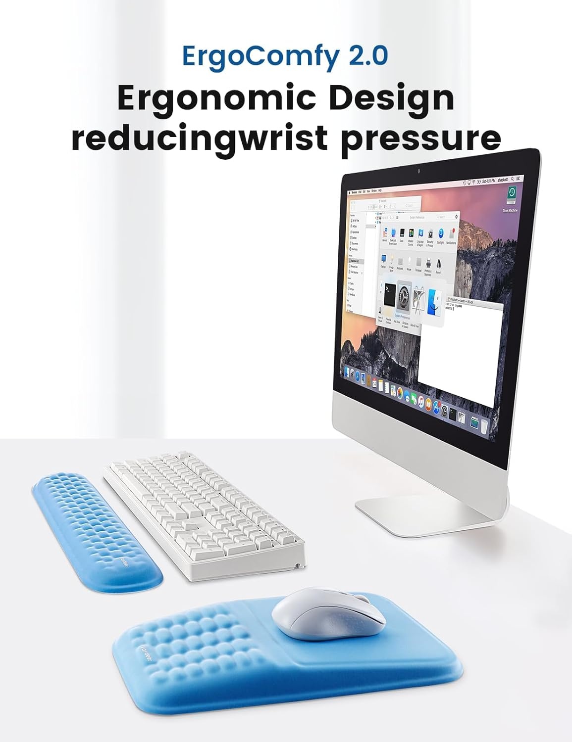 image:image2in1 Keyboard amp Mouse Wrist Rest Set Ergonomic PainRelief Support Memory Foam Wrist Cushion with 8 Slope amp Massage Nubs NonSlip PU Base Relieves Wrist Pain amp Carpal Tunnel from Long TypingGray