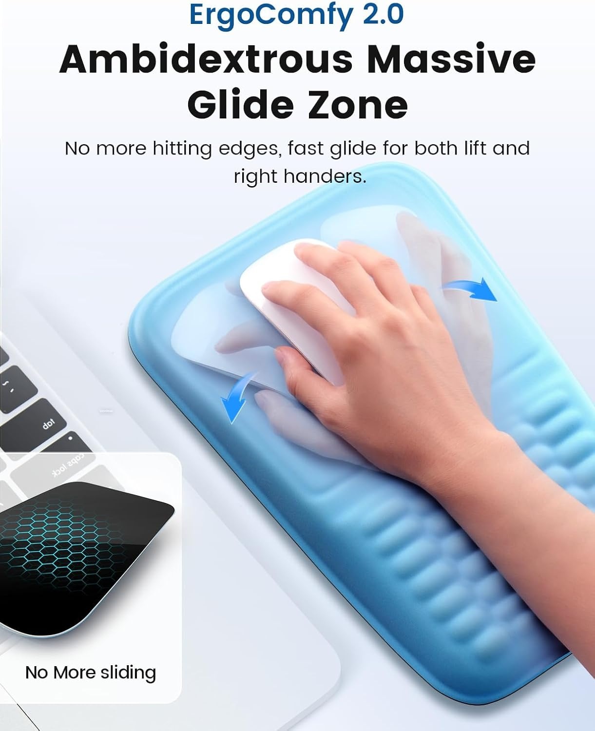 image:image2in1 Keyboard amp Mouse Wrist Rest Set Ergonomic PainRelief Support Memory Foam Wrist Cushion with 8 Slope amp Massage Nubs NonSlip PU Base Relieves Wrist Pain amp Carpal Tunnel from Long TypingGray