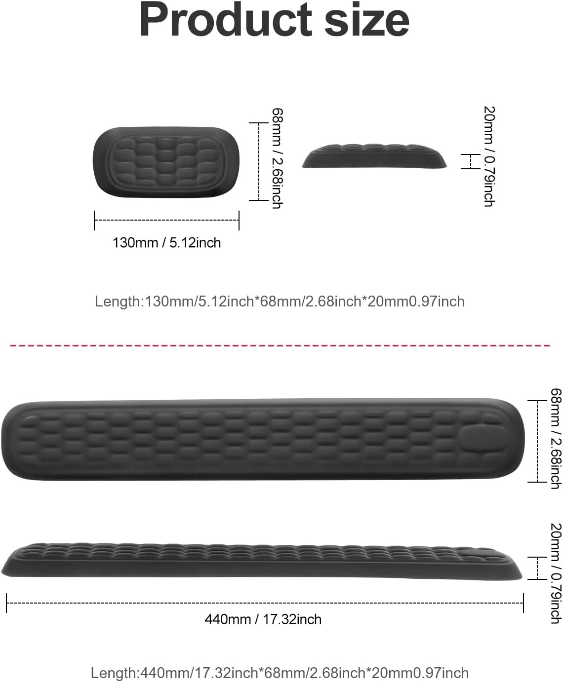 image:imageVAYDEER Wrist Rest Set Keyboard and Mouse Wrist Rest Ergonomic Gel Pad for Desk Memory Foam Support for Office Gaming Computer Laptop Mac Black