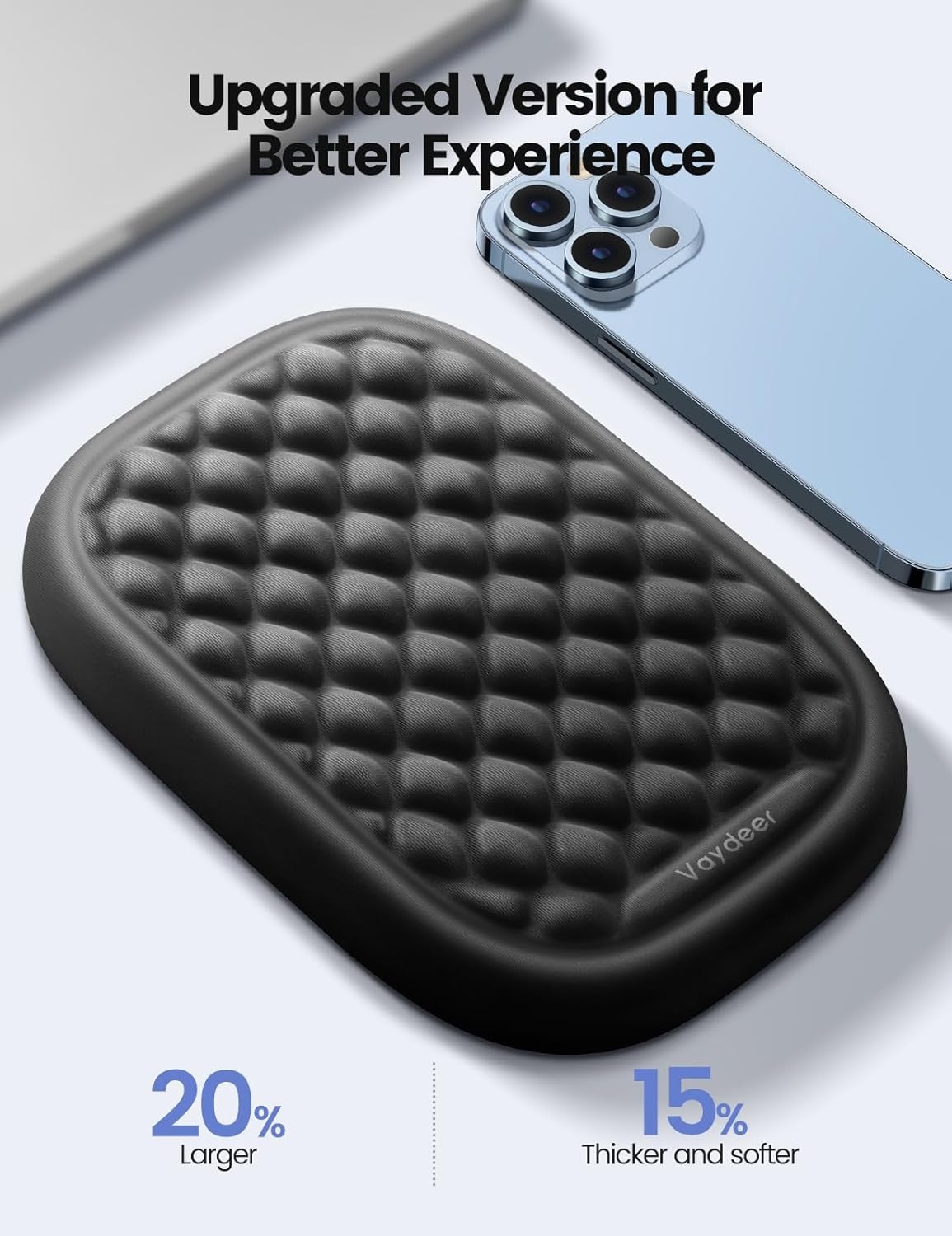 image:imageVaydeer 2Pcs Elbow Rest Pad LShaped Arm Rest Elbow Pad Desk Edge Cushion Ergonomic Memory Foam Wrist Rest Support Keyboard Mouse Padding for Palm Hand Office Computer Home Gaming AccessoriesBlackBlack