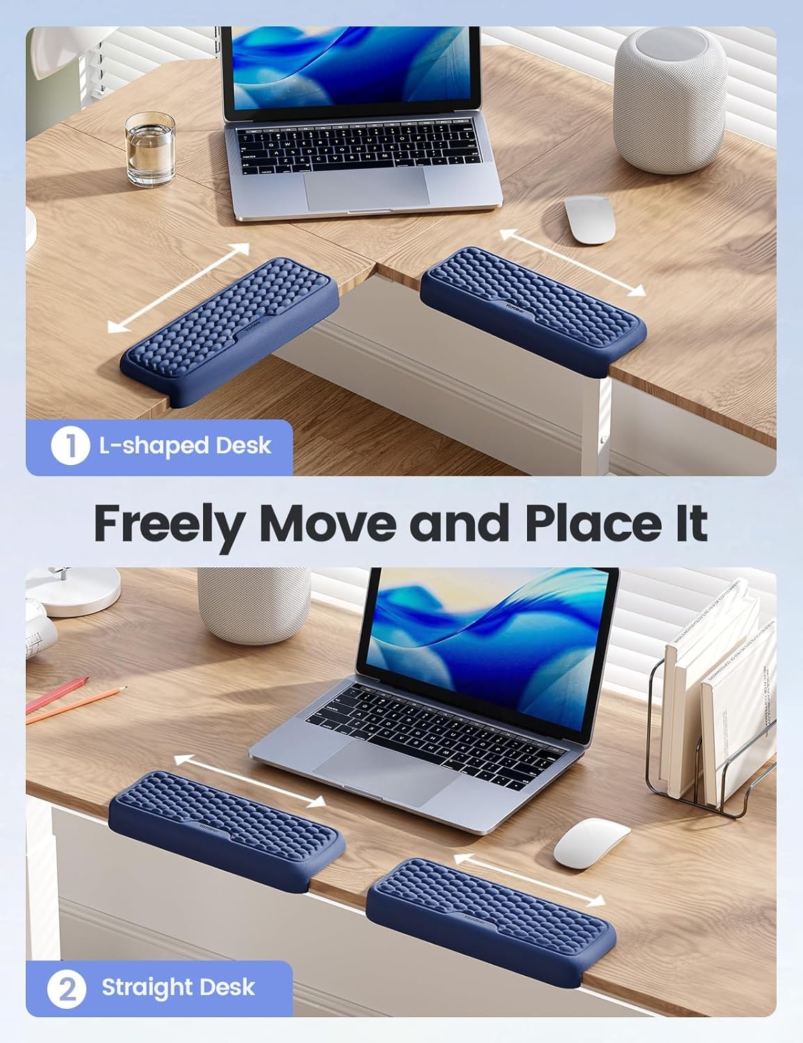 image:imageVaydeer 2Pcs Elbow Rest Pad LShaped Arm Rest Elbow Pad Desk Edge Cushion Ergonomic Memory Foam Wrist Rest Support Keyboard Mouse Padding for Palm Hand Office Computer Home Gaming AccessoriesBlackBlue
