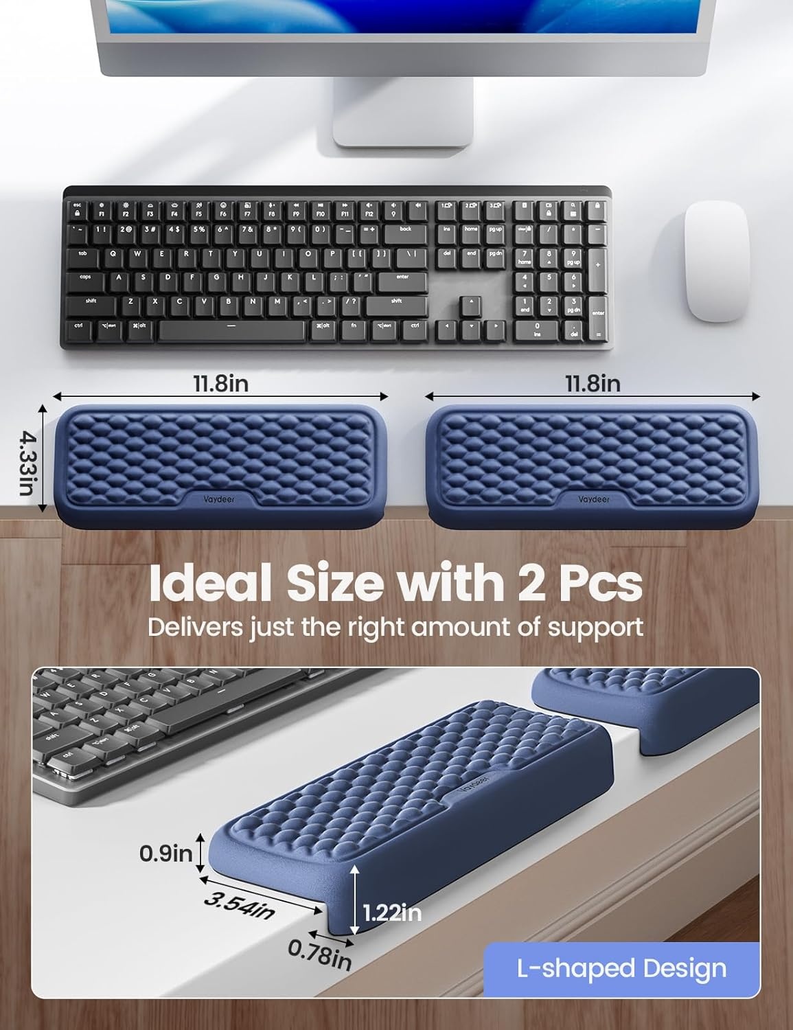 image:imageVaydeer 2Pcs Elbow Rest Pad LShaped Arm Rest Elbow Pad Desk Edge Cushion Ergonomic Memory Foam Wrist Rest Support Keyboard Mouse Padding for Palm Hand Office Computer Home Gaming AccessoriesBlackBlack