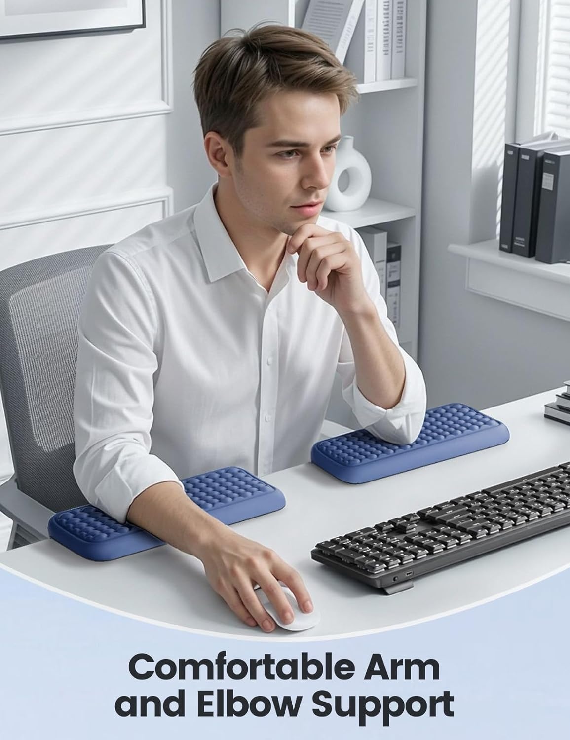 image:imageVaydeer 2Pcs Elbow Rest Pad LShaped Arm Rest Elbow Pad Desk Edge Cushion Ergonomic Memory Foam Wrist Rest Support Keyboard Mouse Padding for Palm Hand Office Computer Home Gaming AccessoriesBlackBlack