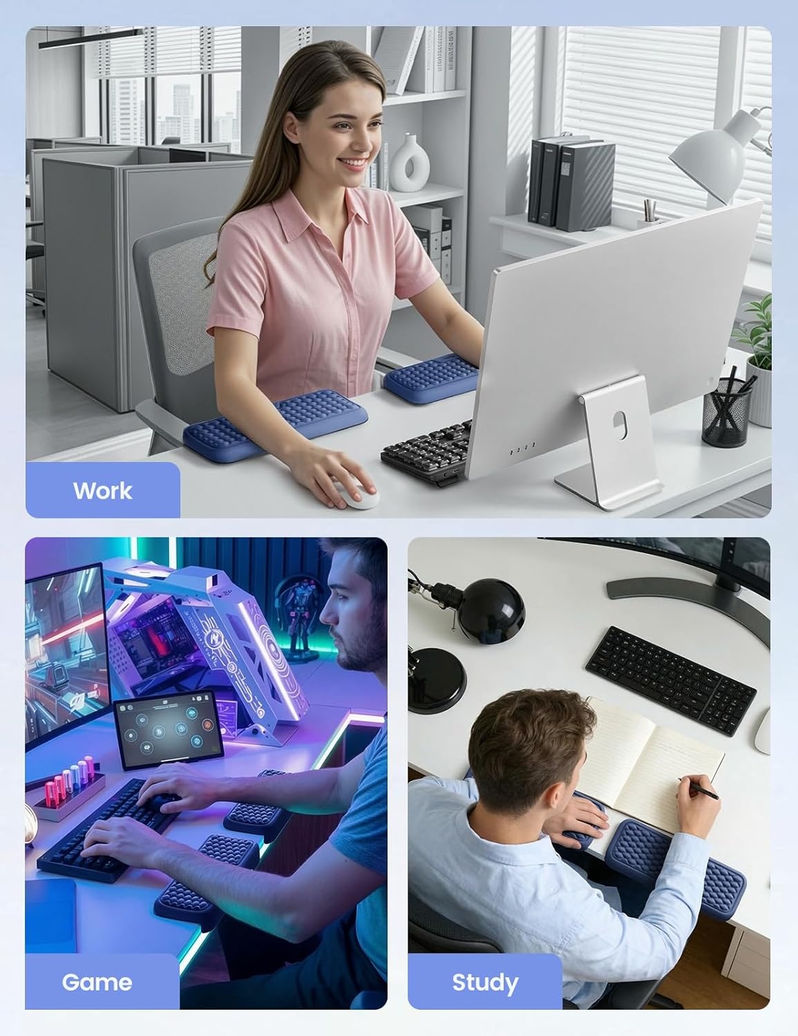 image:imageVaydeer 2Pcs Elbow Rest Pad LShaped Arm Rest Elbow Pad Desk Edge Cushion Ergonomic Memory Foam Wrist Rest Support Keyboard Mouse Padding for Palm Hand Office Computer Home Gaming AccessoriesBlackBlack