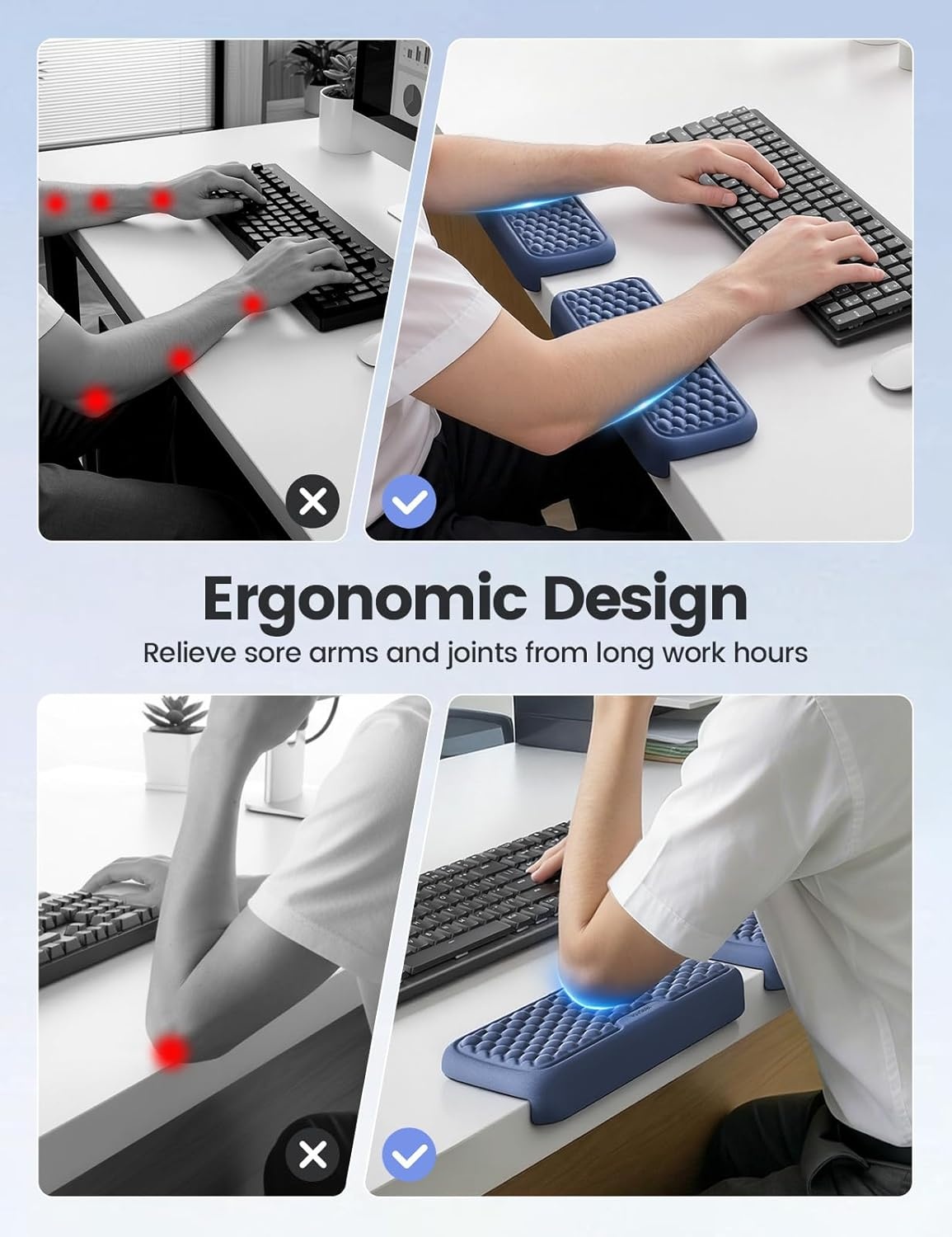 image:imageVaydeer 2Pcs Elbow Rest Pad LShaped Arm Rest Elbow Pad Desk Edge Cushion Ergonomic Memory Foam Wrist Rest Support Keyboard Mouse Padding for Palm Hand Office Computer Home Gaming AccessoriesBlackPink