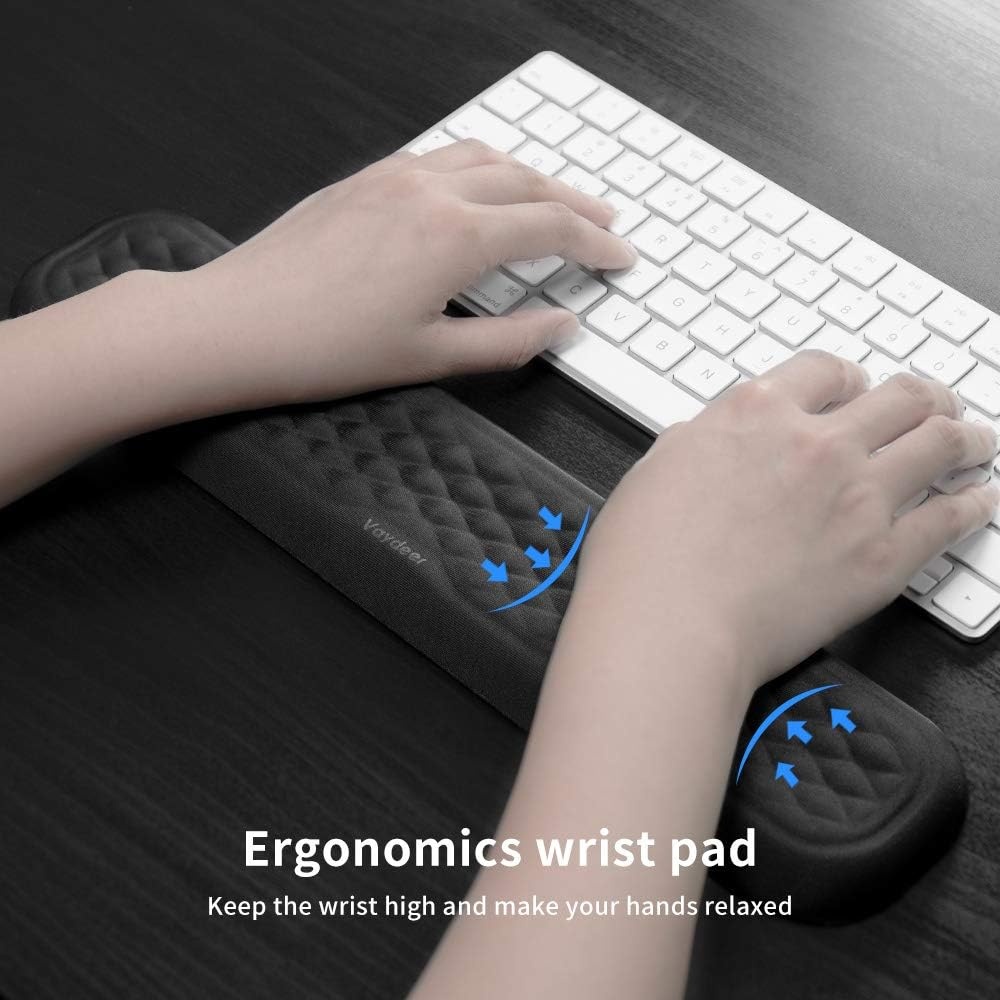 image:imageVaydeer 6075 Keyboard Wrist Rest Memory Foam Hand Rest Support Pad Padded for Office Computer Laptop Mac Typing and Wrist Pain Relief and Repair1417inchBlackMedium