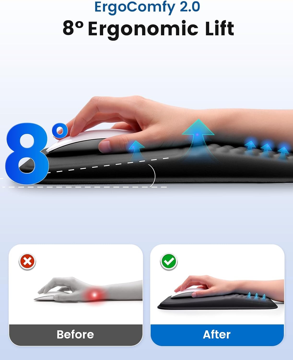 image:imageVaydeer Ergonomic Mouse Pad with Wrist Rest Memory Foam Mouse Pad with Wrist Support amp Massage Bulge NonSlip PU Base Relieves Carpal Tunnel Pain Ideal Mouse Wrist Rest for Office amp HomeA1 Rose Pink and White