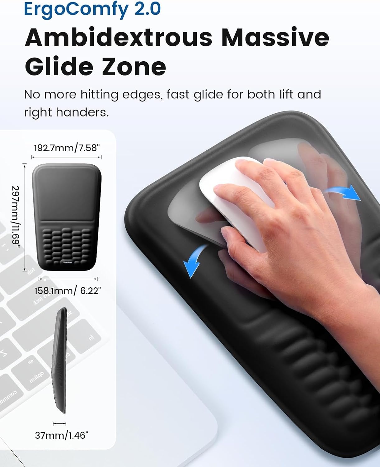 image:imageVaydeer Ergonomic Mouse Pad with Wrist Rest Memory Foam Mouse Pad with Wrist Support amp Massage Bulge NonSlip PU Base Relieves Carpal Tunnel Pain Ideal Mouse Wrist Rest for Office amp HomeA1 Rose Pink and White
