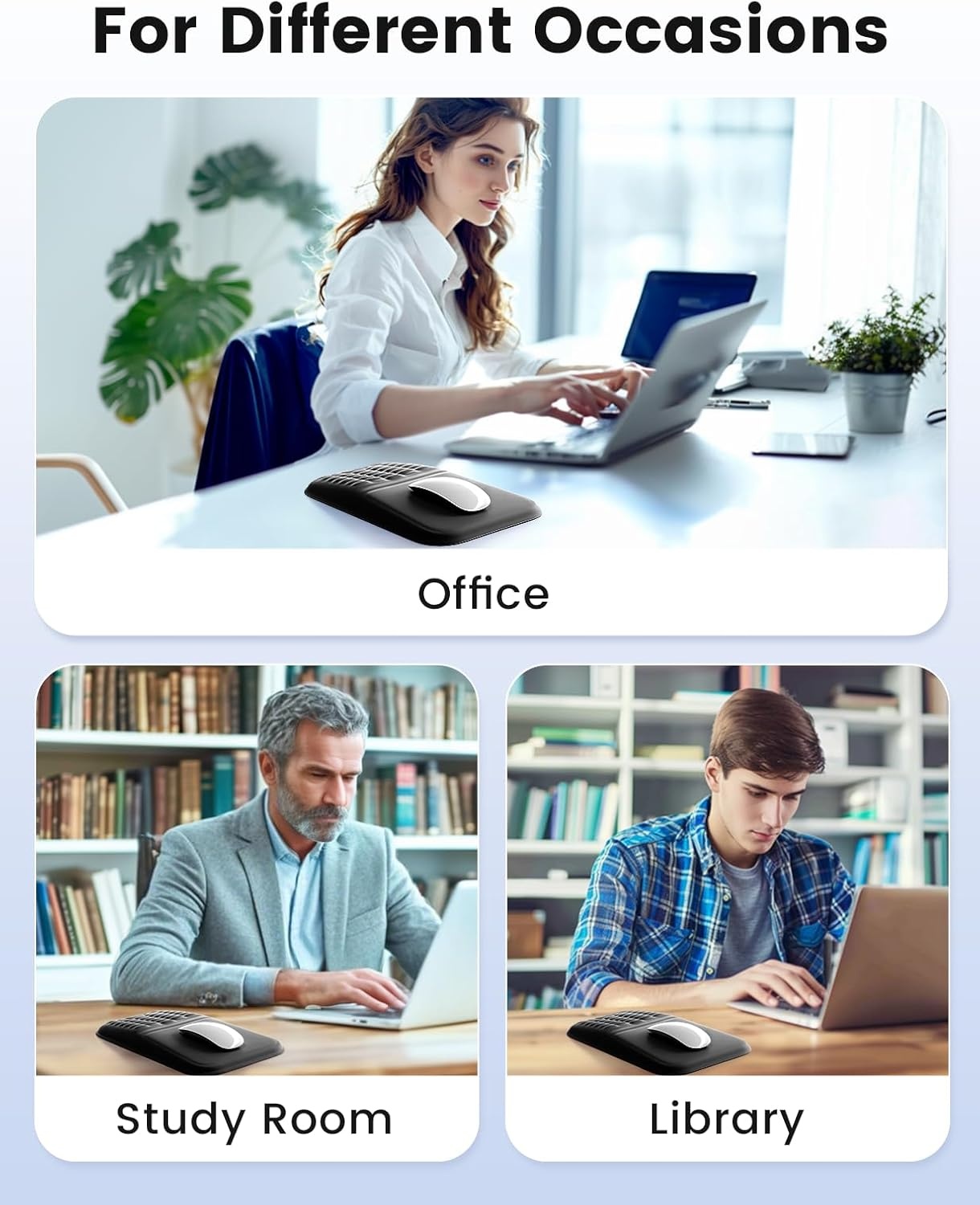 image:imageVaydeer Ergonomic Mouse Pad with Wrist Rest Memory Foam Mouse Pad with Wrist Support amp Massage Bulge NonSlip PU Base Relieves Carpal Tunnel Pain Ideal Mouse Wrist Rest for Office amp HomeA1 Rose Pink and White