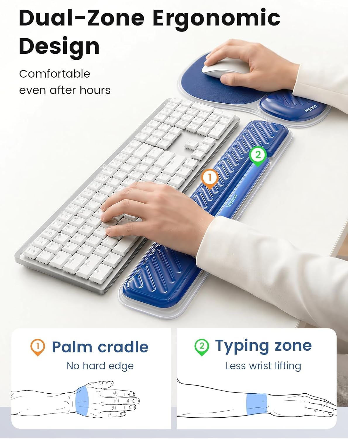image:imageVaydeer Gel Keyboard Wrist Rest and Mouse Pad with Wrist Rest Set Ergonomic Wrist Support for Desk Computer Wrist Pad for Home Office Gaming Remote Work Carpal Tunnel Pain ReliefChampagne