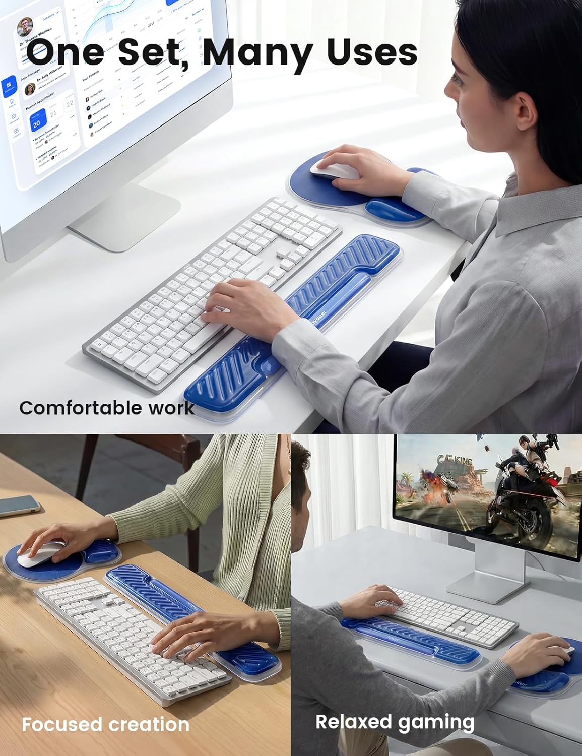 image:imageVaydeer Gel Keyboard Wrist Rest and Mouse Pad with Wrist Rest Set Ergonomic Wrist Support for Desk Computer Wrist Pad for Home Office Gaming Remote Work Carpal Tunnel Pain ReliefChampagne