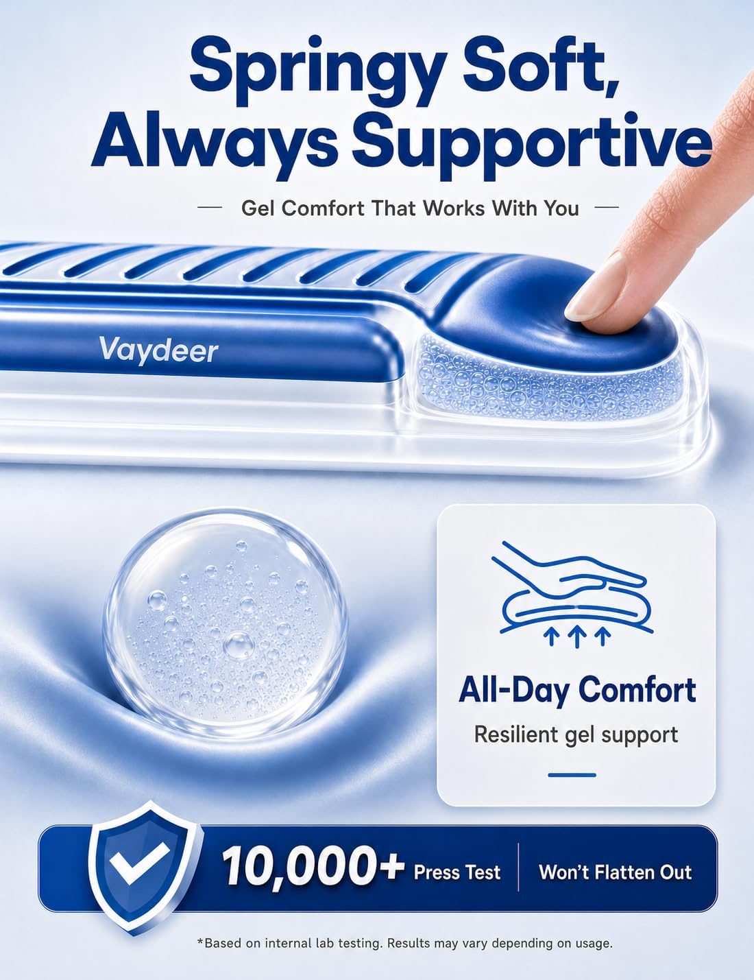 image:imageVaydeer Gel Keyboard Wrist Rest and Mouse Pad with Wrist Rest Set Ergonomic Wrist Support for Desk Computer Wrist Pad for Home Office Gaming Remote Work Carpal Tunnel Pain ReliefChampagne
