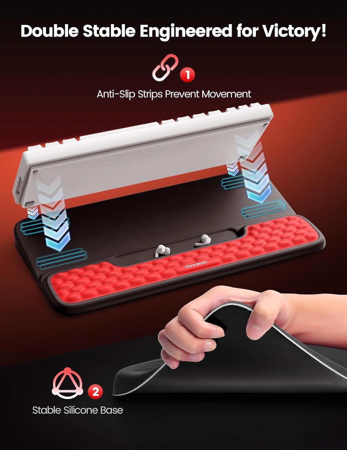 image:imageVaydeer Wrist Rest with Keyboard Stand Computer Wrist Support Pad Ergonomic Keyboard Riser Holder Lift Tray with Wrist Pad Soft Memory Foam Desk Cushion Palm Arm Hand Typing for Office Home GiftGreen and Black