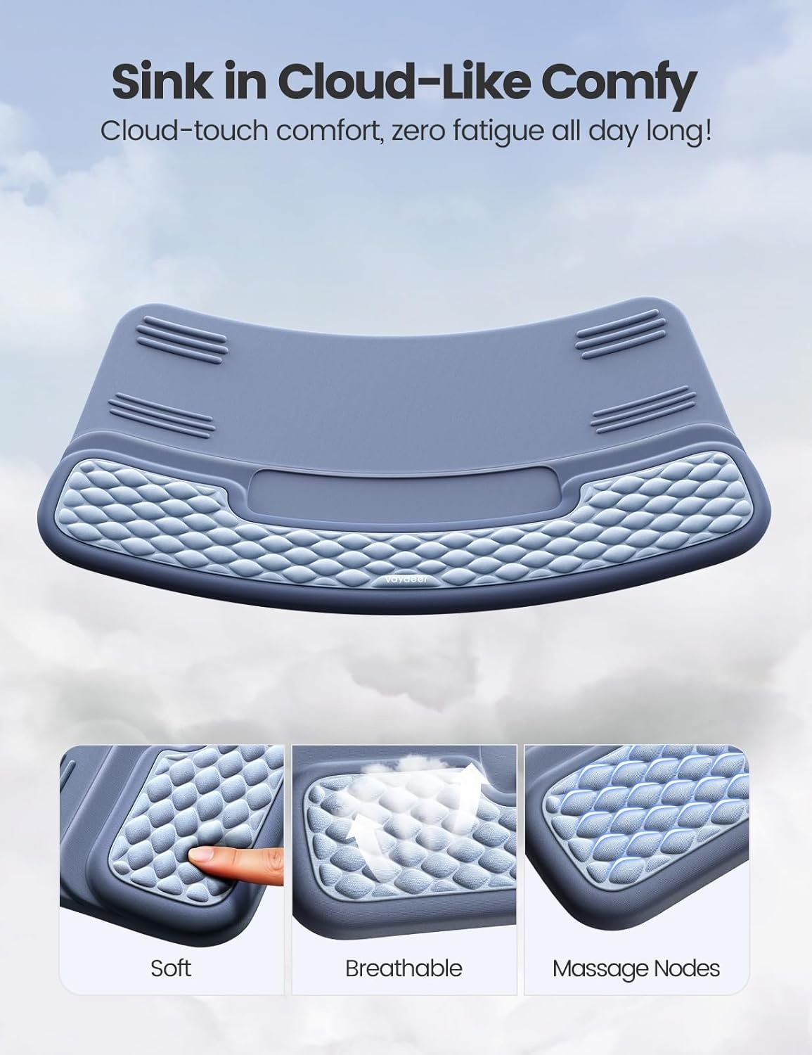 image:imageVaydeer Wrist Rest with Keyboard Stand Computer Wrist Support Pad Ergonomic Keyboard Riser Holder Lift Tray with Wrist Pad Soft Memory Foam Desk Cushion Palm Arm Hand Typing for Office Home GiftBlack and Gray