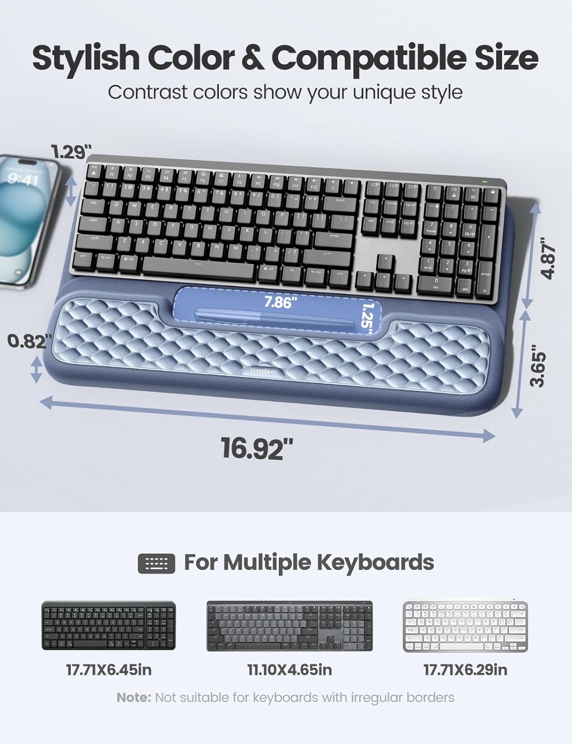 image:imageVaydeer Wrist Rest with Keyboard Stand Computer Wrist Support Pad Ergonomic Keyboard Riser Holder Lift Tray with Wrist Pad Soft Memory Foam Desk Cushion Palm Arm Hand Typing for Office Home GiftBlack and Gray