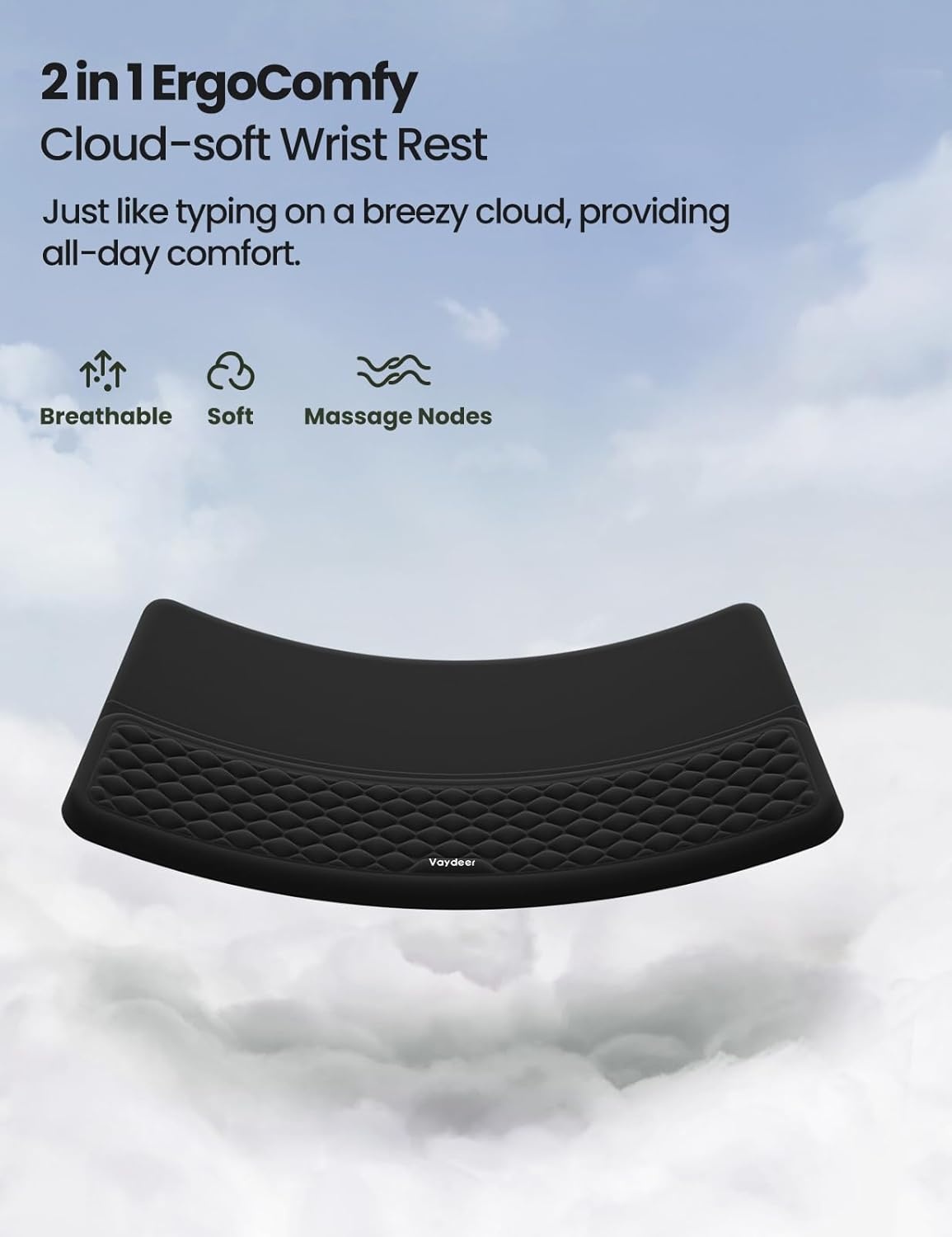 image:imageVaydeer Wrist Rest with Keyboard Stand Computer Wrist Support Pad Ergonomic Keyboard Riser Holder Lifter Tray with Wrist Pad Memory Foam Desk Cushion Palm Hand Typing for Office Home SchoolPinkBlack