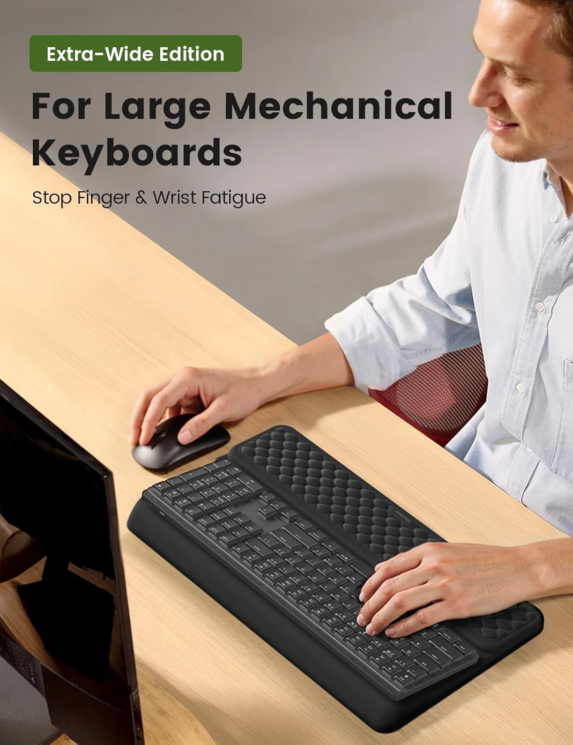 image:imageVaydeer Wrist Rest with Keyboard Stand Computer Wrist Support Pad Ergonomic Keyboard Riser Holder Lifter Tray with Wrist Pad Memory Foam Desk Cushion Palm Hand Typing for Office Home SchoolPinkOlive Green