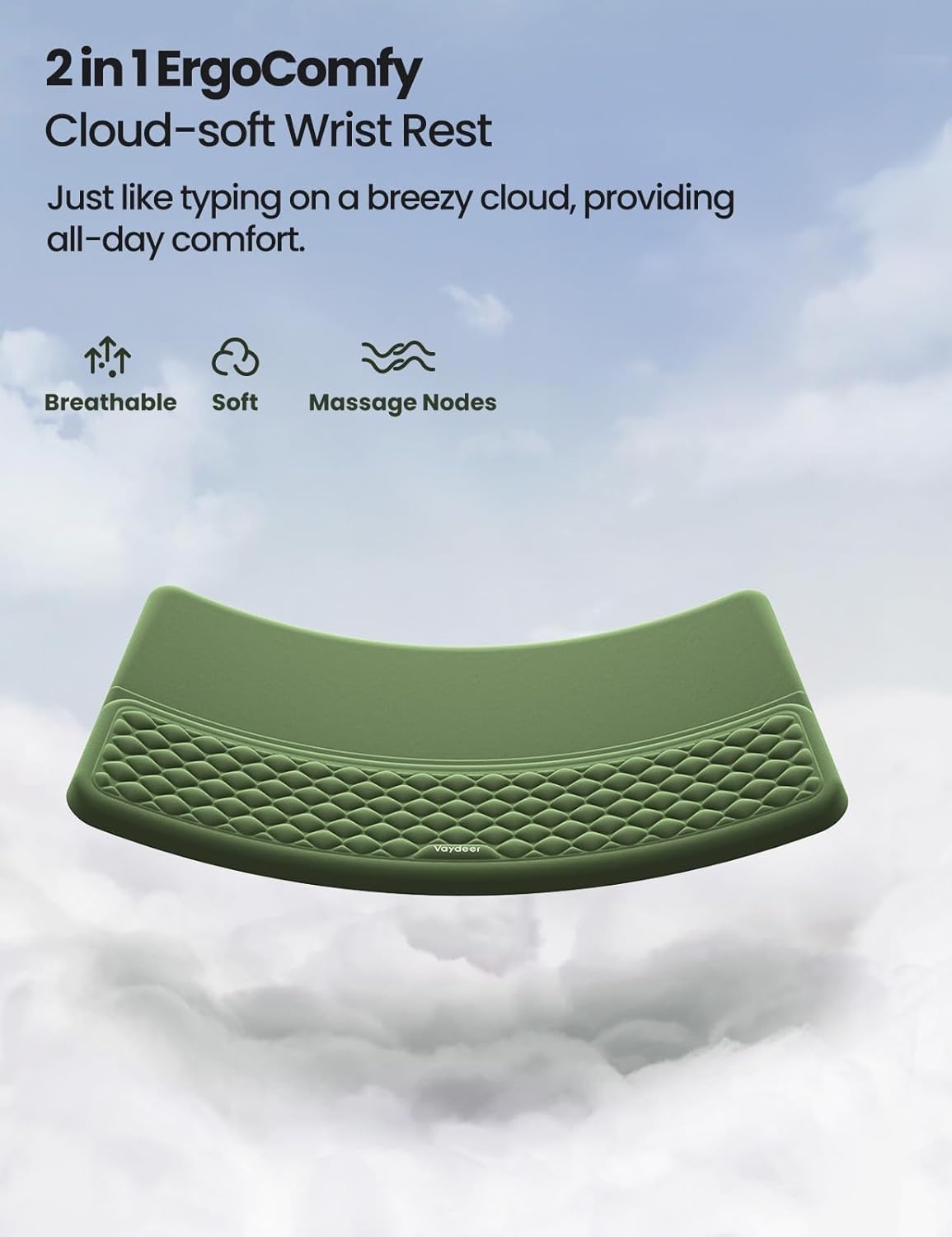 image:imageVaydeer Wrist Rest with Keyboard Stand Computer Wrist Support Pad Ergonomic Keyboard Riser Holder Lifter Tray with Wrist Pad Memory Foam Desk Cushion Palm Hand Typing for Office Home SchoolPinkOlive Green