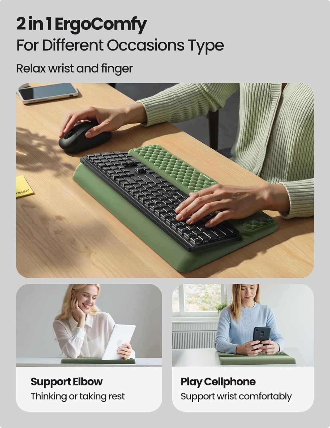 image:imageVaydeer Wrist Rest with Keyboard Stand Computer Wrist Support Pad Ergonomic Keyboard Riser Holder Lifter Tray with Wrist Pad Memory Foam Desk Cushion Palm Hand Typing for Office Home SchoolPinkPink
