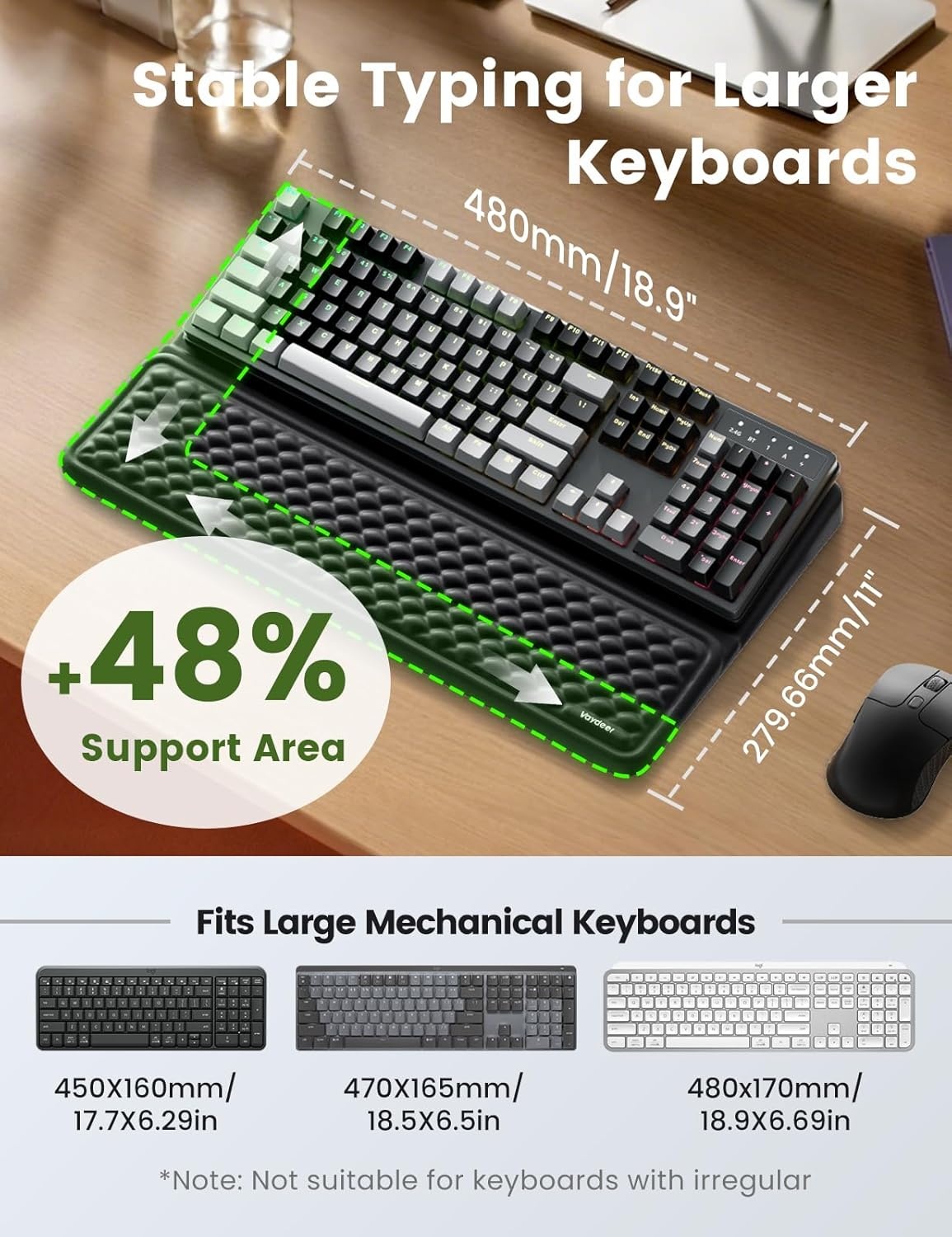 image:imageVaydeer Wrist Rest with Keyboard Stand Computer Wrist Support Pad Ergonomic Keyboard Riser Holder Lifter Tray with Wrist Pad Memory Foam Desk Cushion Palm Hand Typing for Office Home SchoolPinkBlack