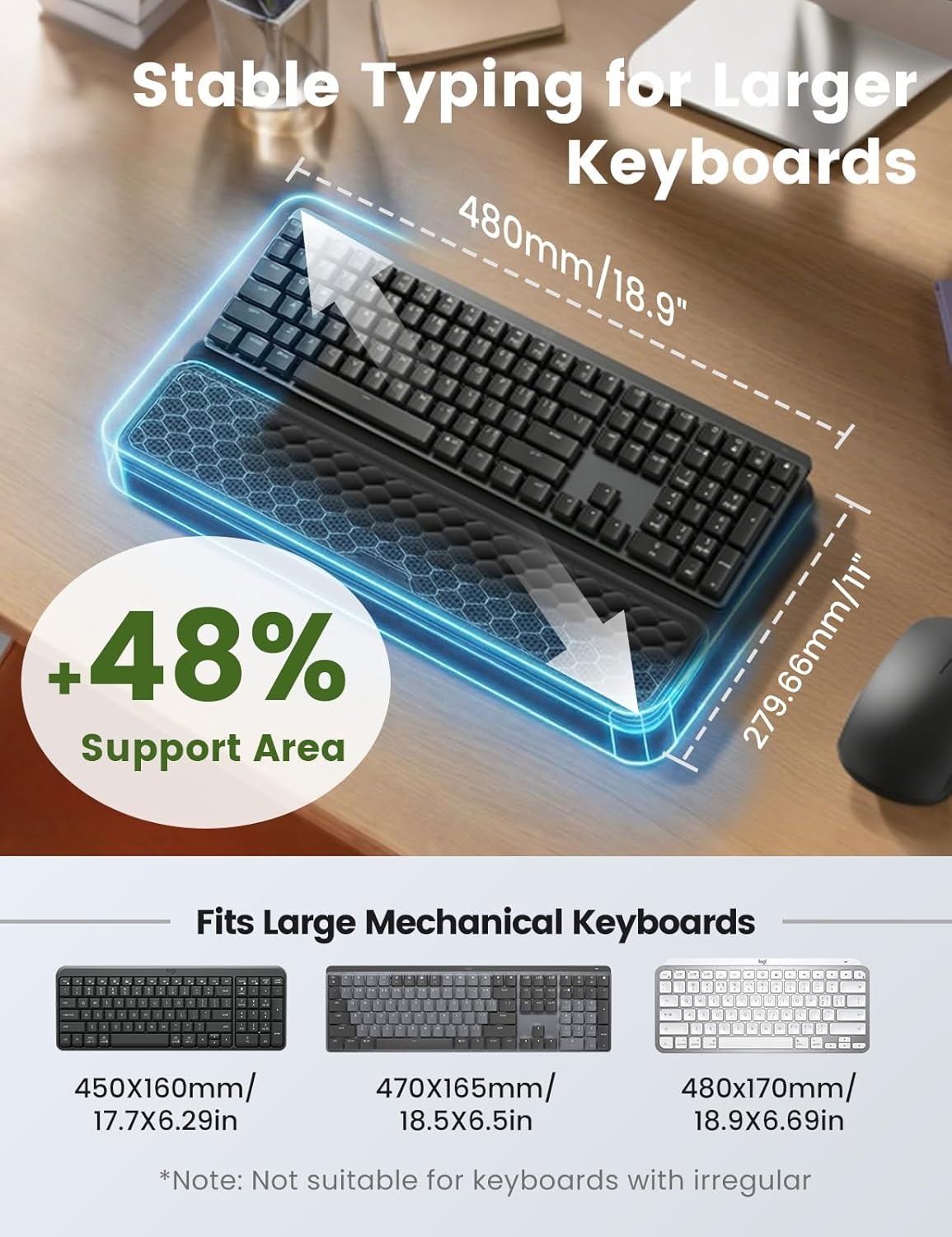 image:imageVaydeer Wrist Rest with Keyboard Stand Computer Wrist Support Pad Ergonomic Keyboard Riser Holder Lifter Tray with Wrist Pad Memory Foam Desk Cushion Palm Hand Typing for Office Home SchoolPinkOlive Green