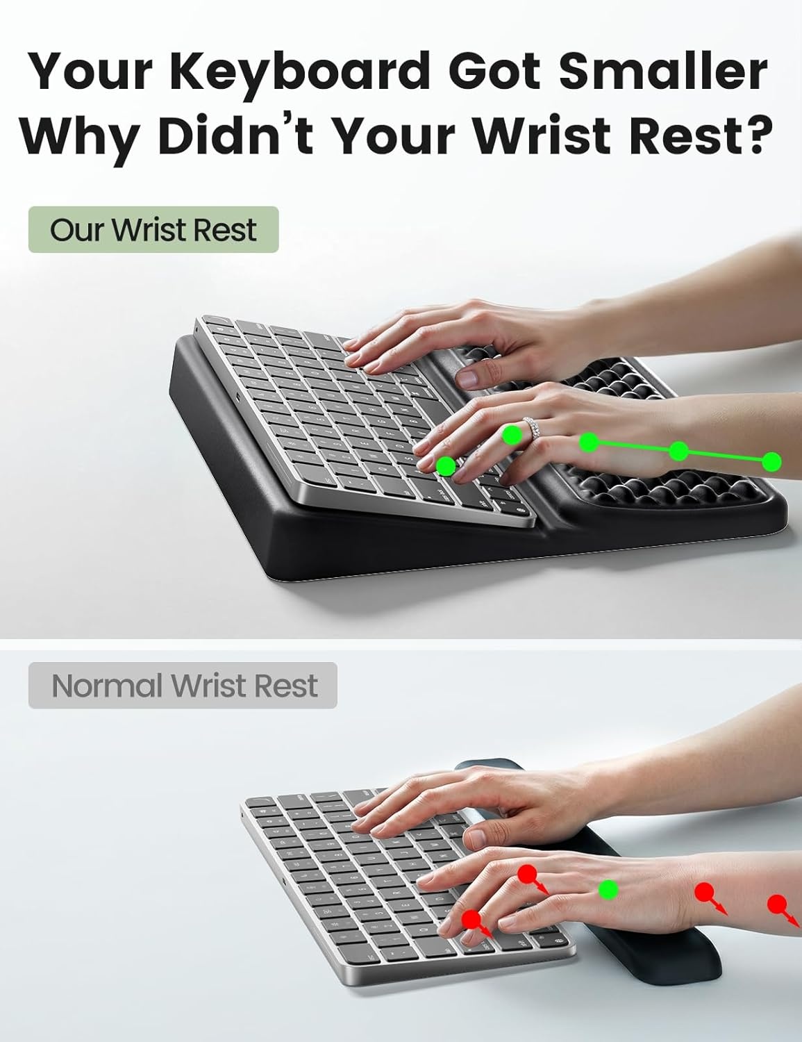 image:imageVaydeer Wrist Rest with Keyboard Stand Computer Wrist Support Pad Ergonomic Keyboard Riser Holder Lifter Tray with Wrist Pad Memory Foam Desk Cushion Palm Hand Typing for Office Home SchoolPinkBlack