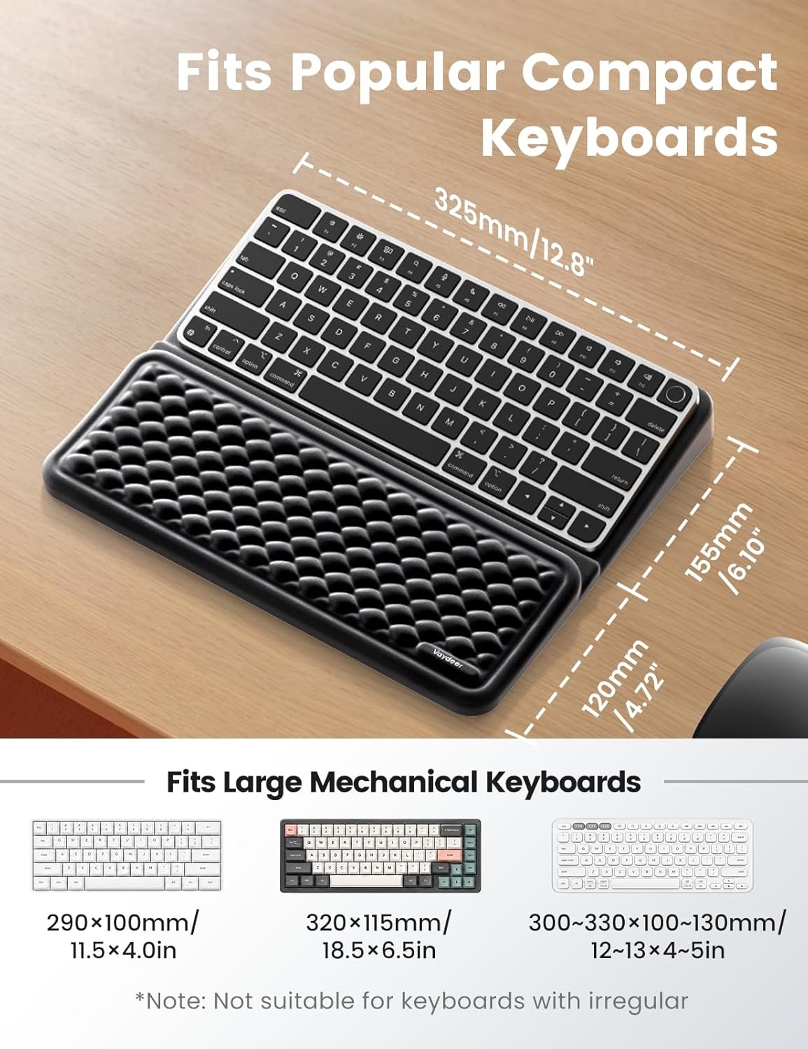 image:imageVaydeer Wrist Rest with Keyboard Stand Computer Wrist Support Pad Ergonomic Keyboard Riser Holder Lifter Tray with Wrist Pad Memory Foam Desk Cushion Palm Hand Typing for Office Home SchoolPinkBlack