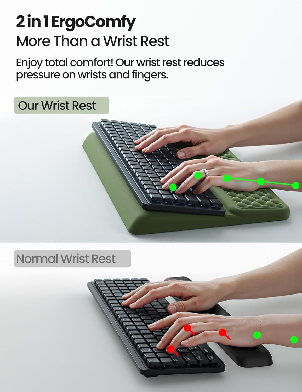image:imageVaydeer Wrist Rest with Keyboard Stand Computer Wrist Support Pad Ergonomic Keyboard Riser Holder Lifter Tray with Wrist Pad Memory Foam Desk Cushion Palm Hand Typing for Office Home SchoolPinkGray