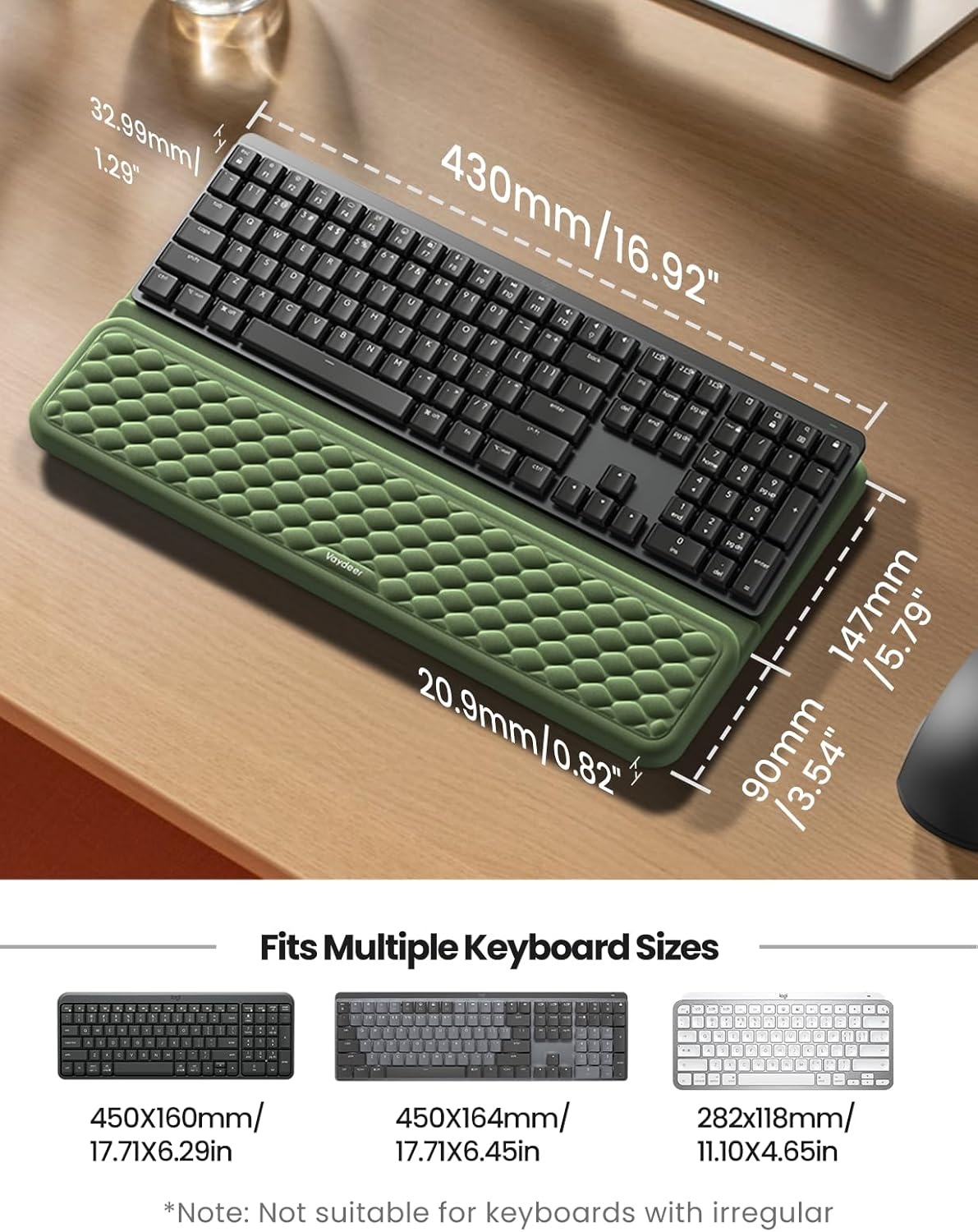 image:imageVaydeer Wrist Rest with Keyboard Stand Computer Wrist Support Pad Ergonomic Keyboard Riser Holder Lifter Tray with Wrist Pad Memory Foam Desk Cushion Palm Hand Typing for Office Home SchoolPinkPink
