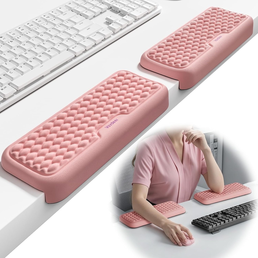 image:imageVaydeer 2Pcs Elbow Rest Pad LShaped Arm Rest Elbow Pad Desk Edge Cushion Ergonomic Memory Foam Wrist Rest Support Keyboard Mouse Padding for Palm Hand Office Computer Home Gaming AccessoriesBlackPink