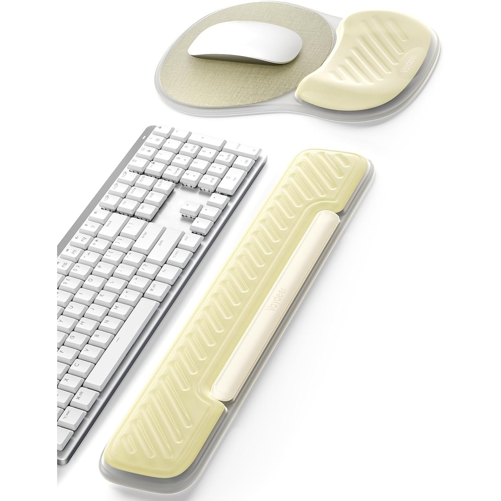 image:imageVaydeer Gel Keyboard Wrist Rest and Mouse Pad with Wrist Rest Set Ergonomic Wrist Support for Desk Computer Wrist Pad for Home Office Gaming Remote Work Carpal Tunnel Pain ReliefChampagne