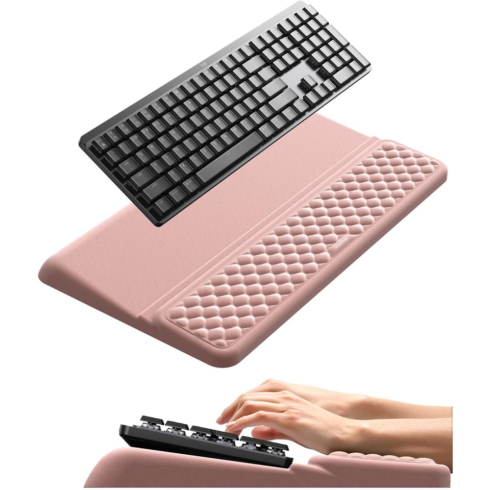 image:imageVaydeer Wrist Rest with Keyboard Stand Computer Wrist Support Pad Ergonomic Keyboard Riser Holder Lifter Tray with Wrist Pad Memory Foam Desk Cushion Palm Hand Typing for Office Home SchoolPinkPink