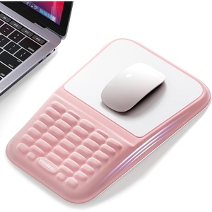 image:imageVaydeer Ergonomic Mouse Pad with Wrist Rest  Memory Foam Mouse Pad with Wrist Support amp Massage Bulge NonSlip PU Base Relieves Carpal Tunnel Pain  Ideal Mouse Wrist Rest for Office amp HomeA1 Rose Pink and White
