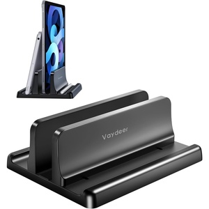 image:imageVaydeer Vertical Laptop Stand Holder Organizer Plastic Adjustable Desktop Notebook Dock SpaceSaving 3 in 1 for All MacBook Pro AirMacHPDellMicrosoft SurfaceLenovoup to 173 inches BlackBlack