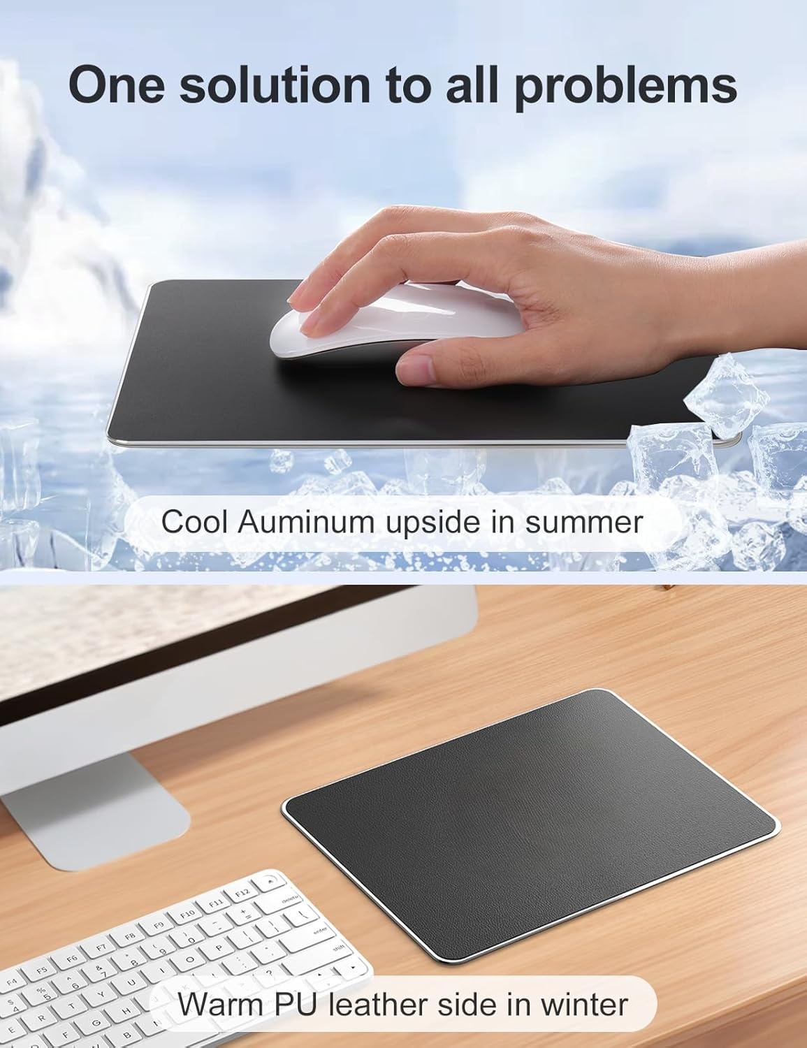 image:imageVaydeer Hard Metal Aluminum Mouse Pad Clear Modern Smooth Magic Ultra Thin Double Side Design Mouse Mat Waterproof Fast and Accurate Control Compatible for Gaming and Office Silver 1181X945 InchSilver